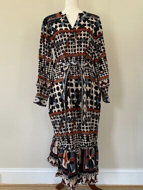 Cleobella Genevieve Dress Multicolor Geometric Print Size M NWT